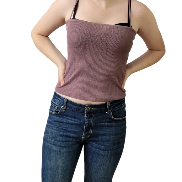 Mauve Pink Skinny Strap Camisole Tube Top Sz M - Picture 3 of 9